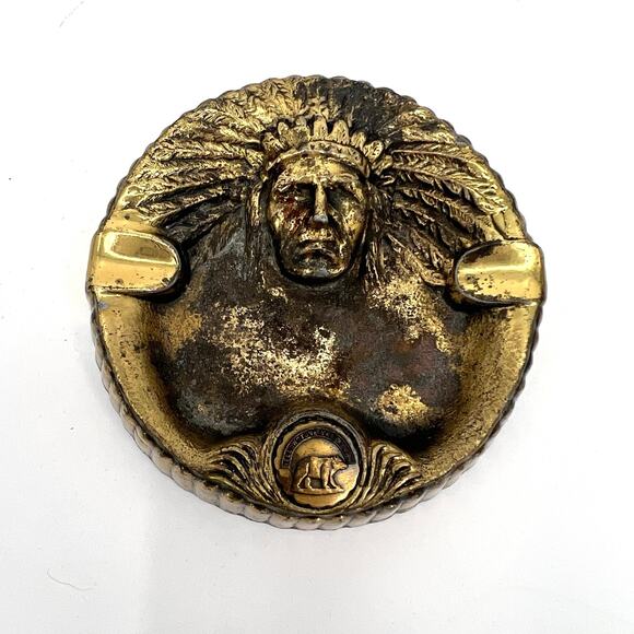 Vintage Other - 1930s K & O Company cast iron brass plated ashtray. - Native American